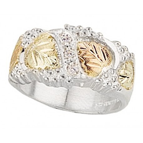 Black Hills Gold on Sterling Silver Men's Wedding Ring w CZ