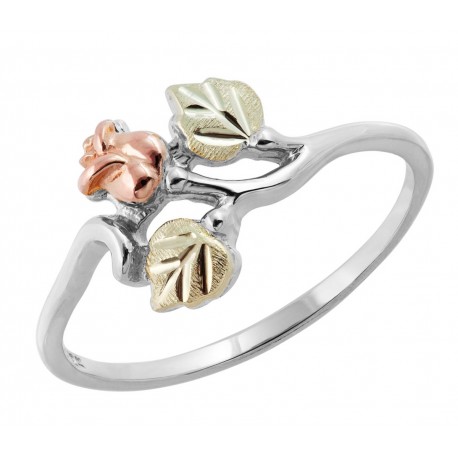 Black Hills Gold Sterling Silver Thin Rose Ring by Mt. Rushmore