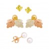 Mt. Rushmore Small 10K Yellow Gold Earrings Jacket Trio Set – Gold Topaz, Pearl, 10K Stud
