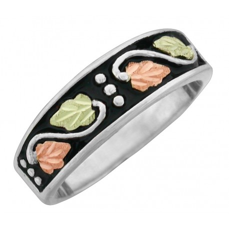 Antiqued Black Hills Gold on Sterling Silver Ladies Band Ring