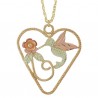 10K BLACK HILLS GOLD LADIES HUMMINGBIRD HEART PENDANT NECKLACE