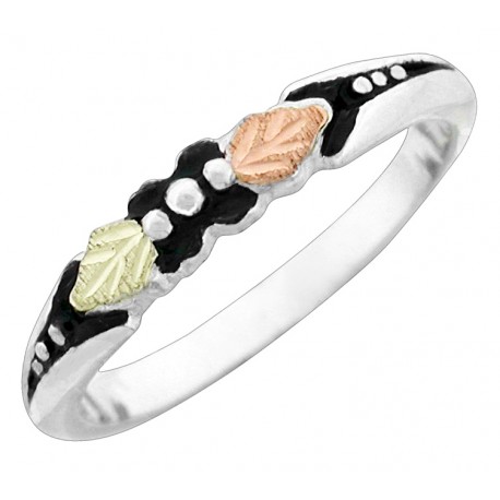 Antiqued Black Hills Gold on Sterling Silver Thin Ladies Ring
