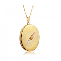 Mt. Rushmore Black Hills Gold-Filled Oval Locket with Two Leaves