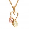 Small 10K Black Hills Gold Heart Pendant with Two Leaves