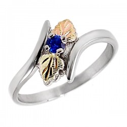 Black Hills Gold Sterling Silver Blue Sapphire Ladies Ring 