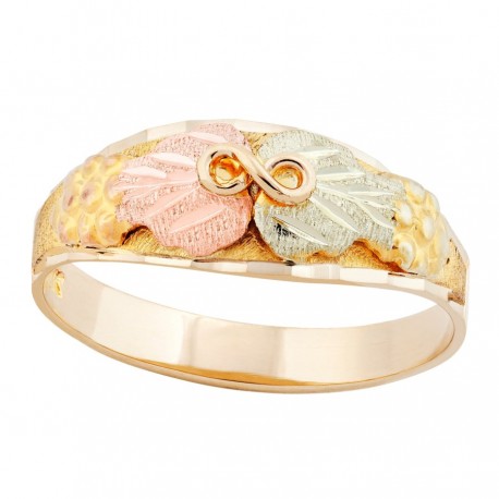  Ladies Black Hills Gold Ring with Leaves