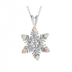 BLACK HILLS GOLD STERLING SILVER SNOWFLAKE PENDANT NECKLACE