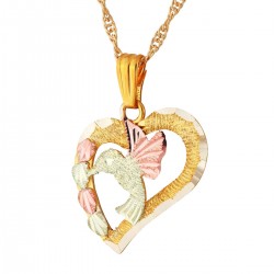 Landstrom's® 10k Black Hills Gold Hummingbird Heart Pendant / Necklace