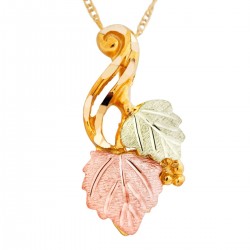 10K Black Hills Gold Pendant with Two Leaves
