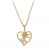 10K BLACK HILLS GOLD LADIES FLOWER HEART NECKLACE PENDANT