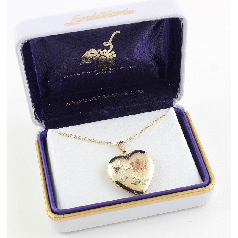 Landstrom's® Black Hills Gold Filled Heart Locket with Hummingbird ...