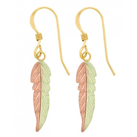 Small 10K Black Hills Gold Feather Earrings - BlackHillsGold.Direct