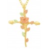 10K Black Hills Gold Rose Cross Pendant