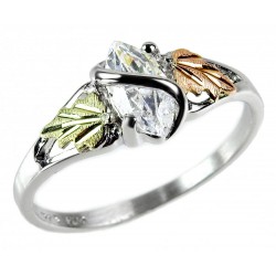 Mt. Rushmore Black Hills Gold on Sterling Silver CZ Ring