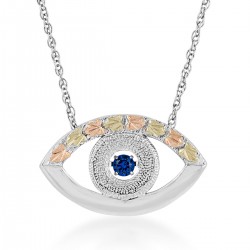 Black Hills Gold on Sterling Silver Evil Eye with Blue Sapphire Necklace