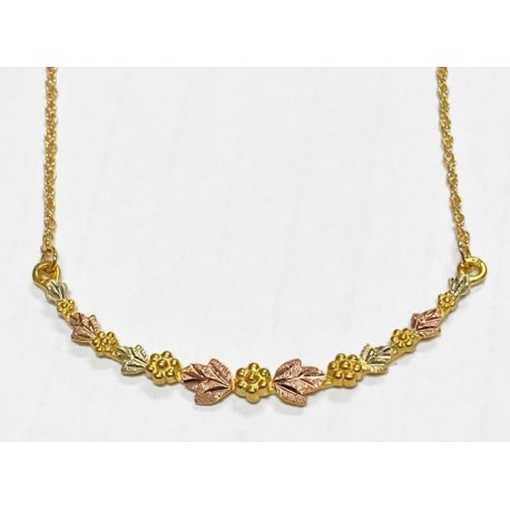 10K Black Hills Gold Smile Necklace with Grape Clusters