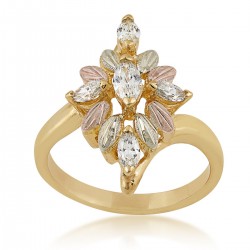 Landstrom's 10K Black Hills Gold Ladies Ring with Diamond Marquis Design