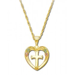 Landstrom's 10K Black Hills Gold Heart Pendant with Cross