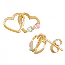 Landstrom's 10K Black Hills Gold Double Interlocking Open Hearts Earrings Mini