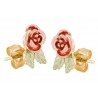 Landstrom's 10K Black Hills Gold Small Rose Earrings with Leaves
