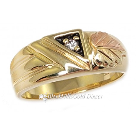 Landstrom's® 10K Black Hills Gold Mens Ring with .05CT Diamond