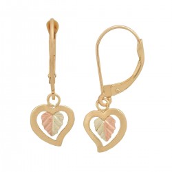 10K Black Hills Gold Heart Earrings 