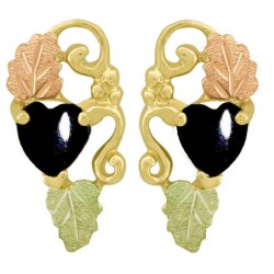 10K Black Hills Gold Earrings with Black Onyx