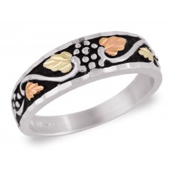  Black Hills Gold on Sterling Antiqued Ladies Band Ring