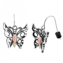 Black Hills Oxidized Sterling Silver Butterfly Earrings