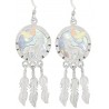 Black Hills Gold Sterling Silver Wolf Earrings with Lab Opal
