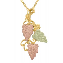 10K Black Hills Gold Leaf Pendant with Grape