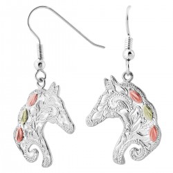 Black Hills Gold Sterling Silver Horse Earrings by Landstroms