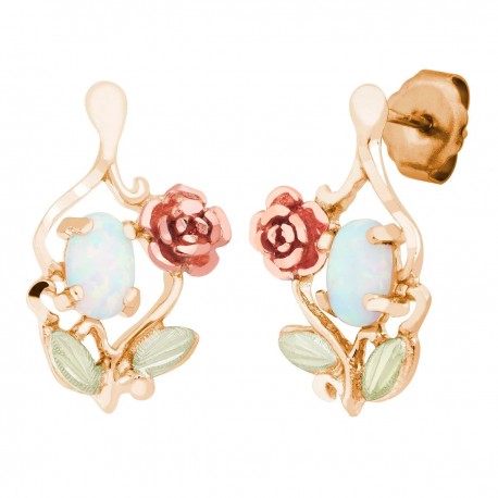 Landstrom's® 10K Black Hills Gold Earrings with Opal and Rose