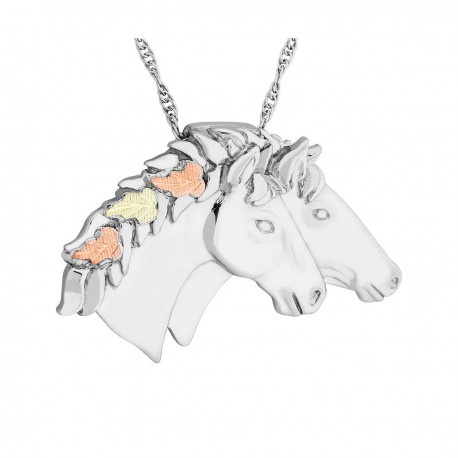 Black Hills Gold on Sterling Silver Horse Pendant By Mt. Rushmore