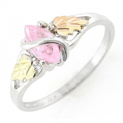 Mt. Rushmore Black Hills Gold on Sterling Silver Pink CZ Ring