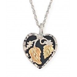 Mt. Rushmore Black Hills Gold Sterling Silver Onyx Heart Pendant