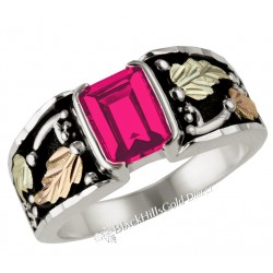Black Hills Gold on Sterling Silver Men’s Ring with Ruby