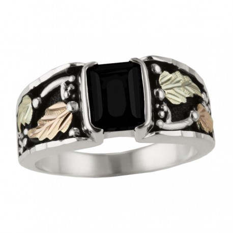 Black Hills Gold on Sterling Silver Men’s Ring with Onyx