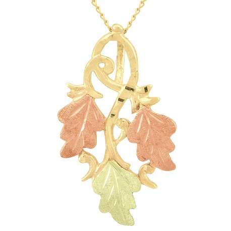 10K Black Hills Gold Pendant with Three Leaves