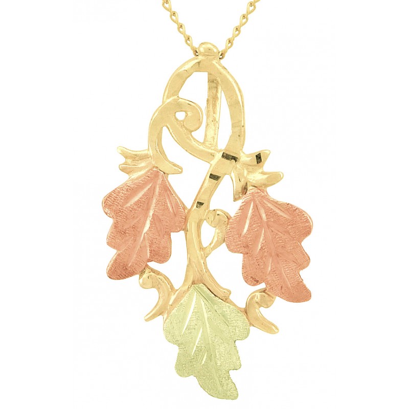 10K Black Hills Gold Pendant with Three Leaves - BlackHillsGold.Direct