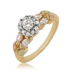 Stunning Landstrom's Black Hills Gold and Diamond Wedding Ring