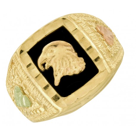 10K Black Hills Gold Mens Ring w Eagle