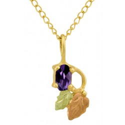 Small 10K Black Hills Gold Pendant with Amethyst CZ