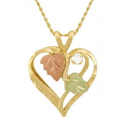 10K Black Hills Gold Heart Pendant with Diamond