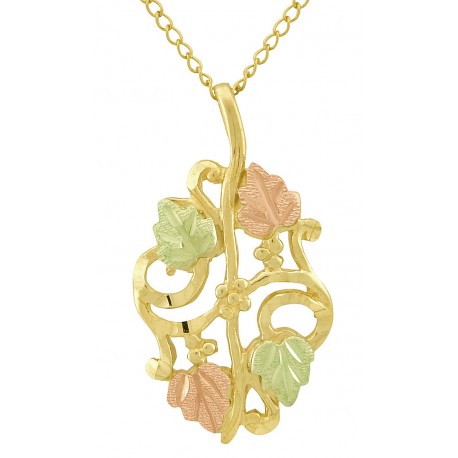 10K Black Hills Gold Pendant with Four Leaves