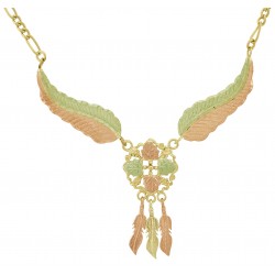 10K Black Hills Gold Necklace with Three Feathers