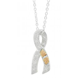 Black Hills Gold Sterling Silver Breast Cancer Ribbon Pendant