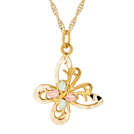Landstrom's® 10K Black Hills Gold Butterfly Pendant with Leaves