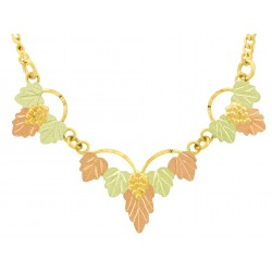 Decorative 10K Black Hills Gold Leaves Necklace with Grapes