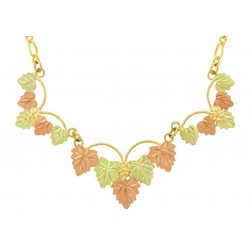 Lovely 10K Black Hills Gold Leaves Necklace with Grapes